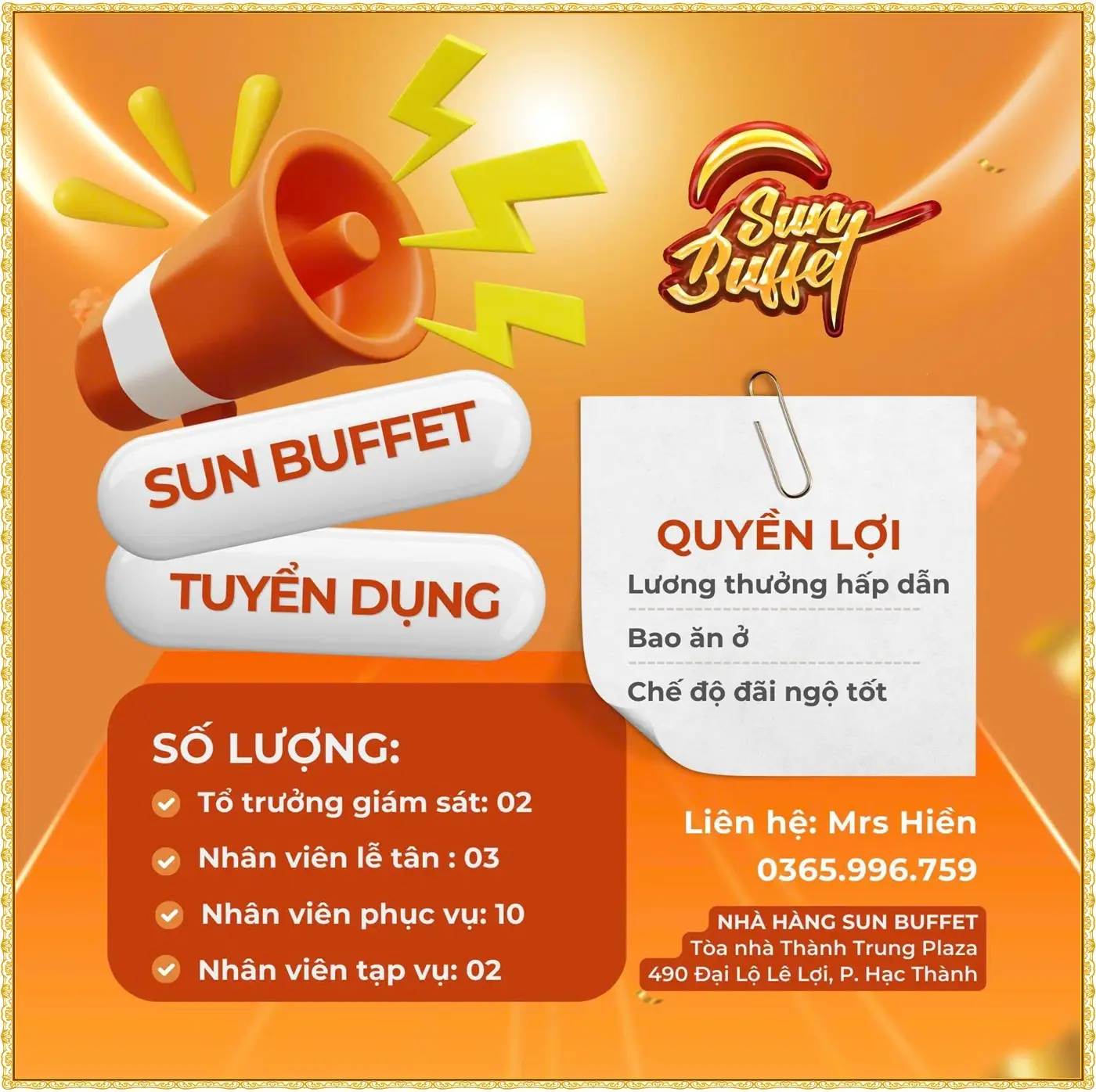 Tuyển quản lý quầy, phục vụ tại thanh hóa