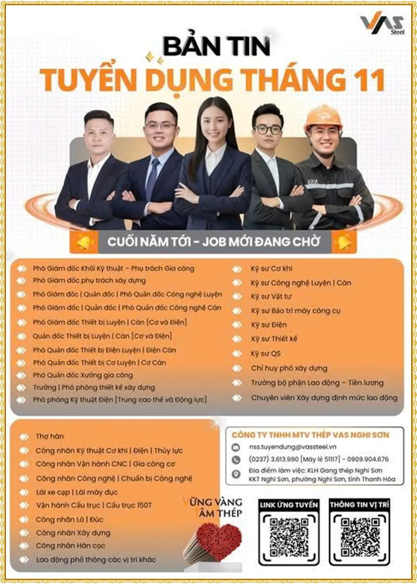 Thép VAS NGhi Sơn Thanh Hóa tuyển nhiều vị trí