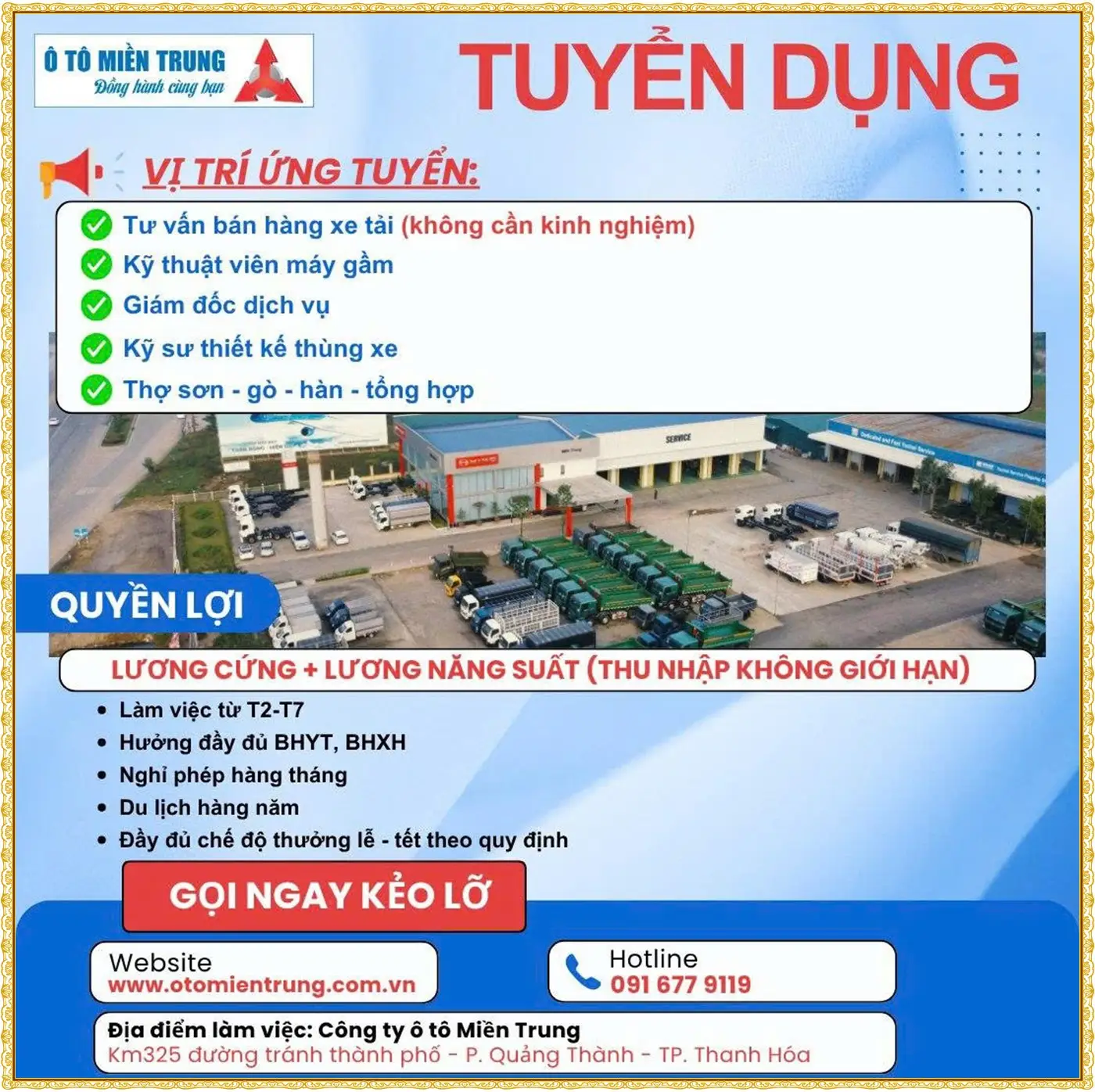 Thanh Hóa tuyển tư vấn bán hàng xe tải