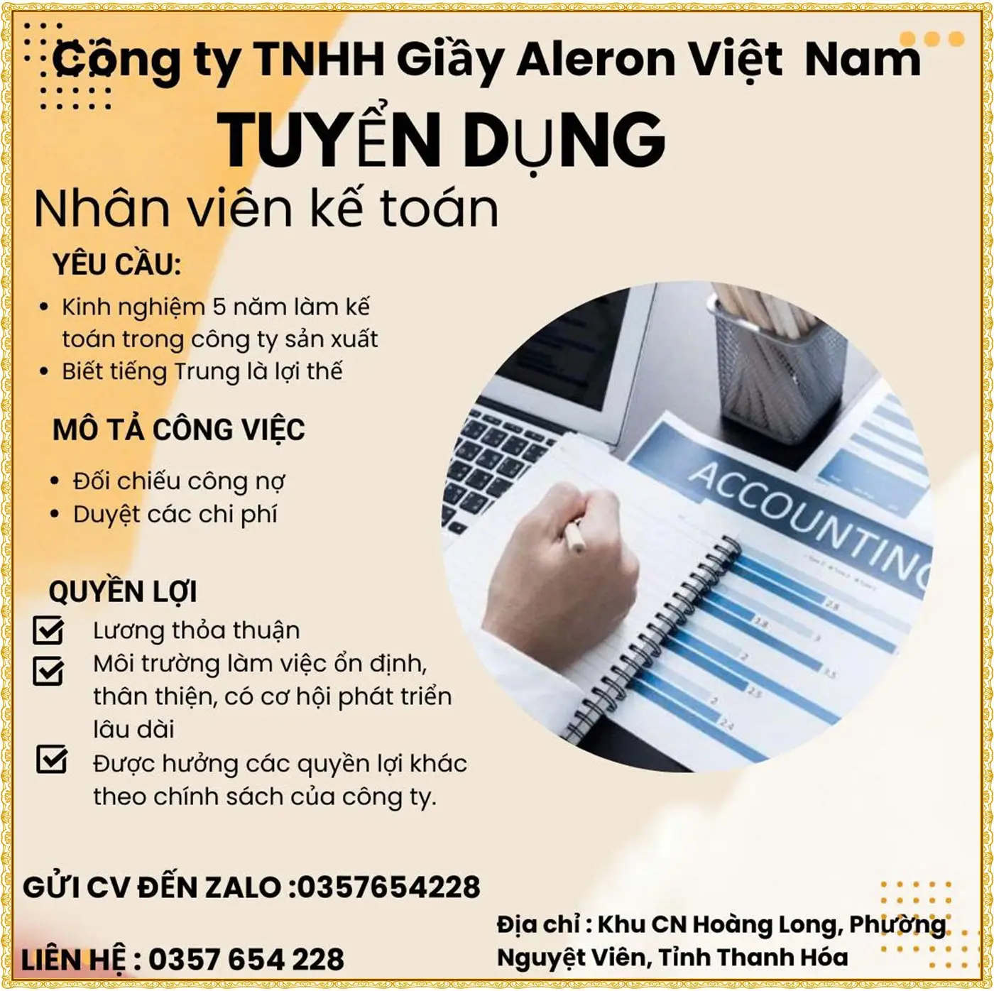 Thanh Hóa tuyển nhân viên kế toán