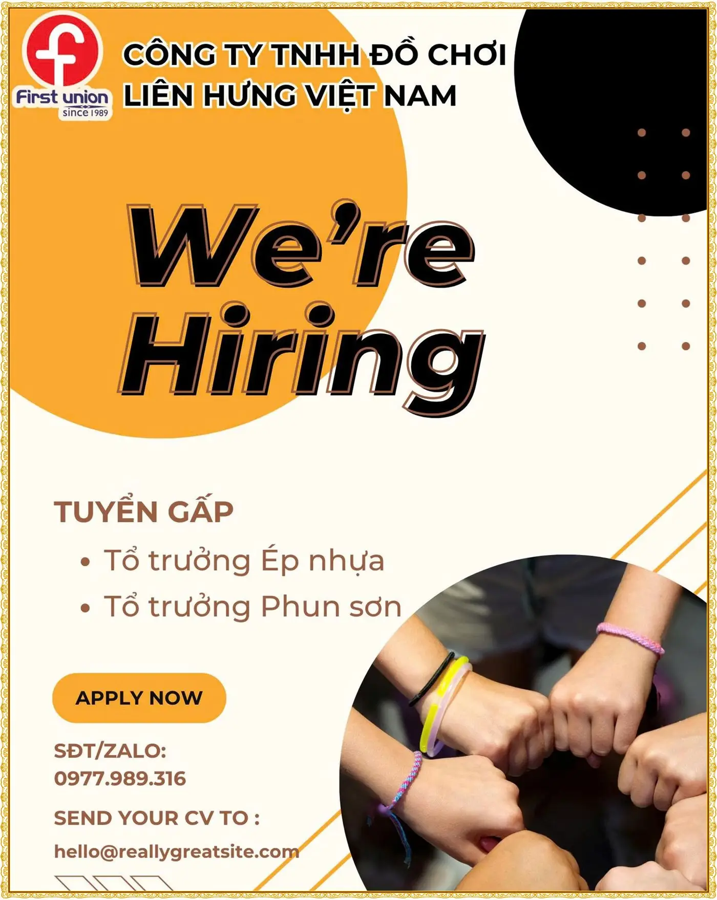 THanh Hóa tuyển tổ trưởng ép nhựa, phun sơn