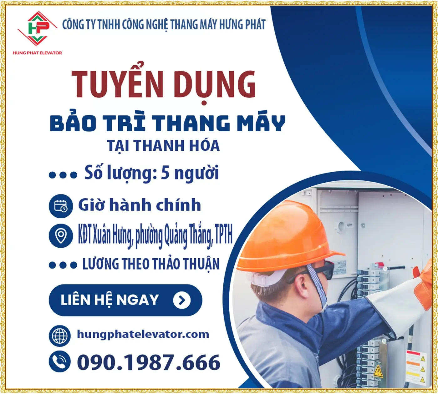 Thanh Hóa tuyển bảo trì thang máy